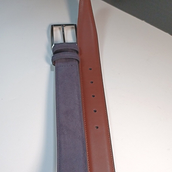 Color: Navy, European Suede Leather Belt, Men’s 36, Made in USA - Picture 6 of 6